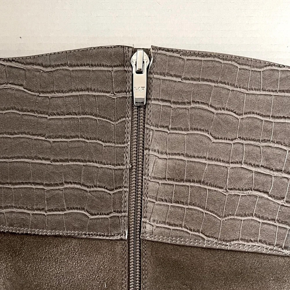 Marc Fisher Wide Calf Knee High Riding Boot in Taupe Suede, NEW, Size 11 Wide
